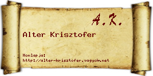 Alter Krisztofer névjegykártya